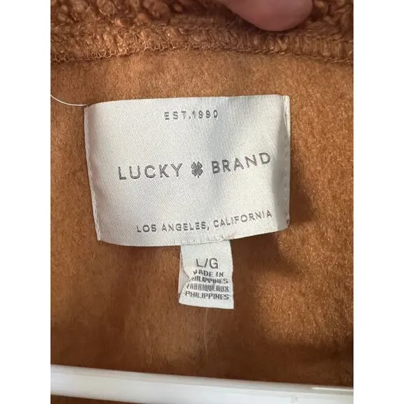 Lucky Brand NWT Brown Teddy Bear High Pile Sherpa Long Shacket Women’s sz Large