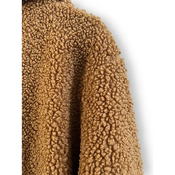 Lucky Brand NWT Brown Teddy Bear High Pile Sherpa Long Shacket Women’s sz Large