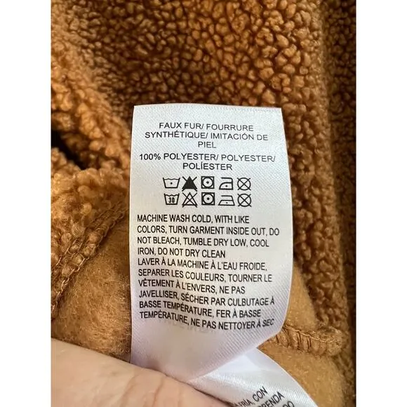 Lucky Brand NWT Brown Teddy Bear High Pile Sherpa Long Shacket Women’s sz Large