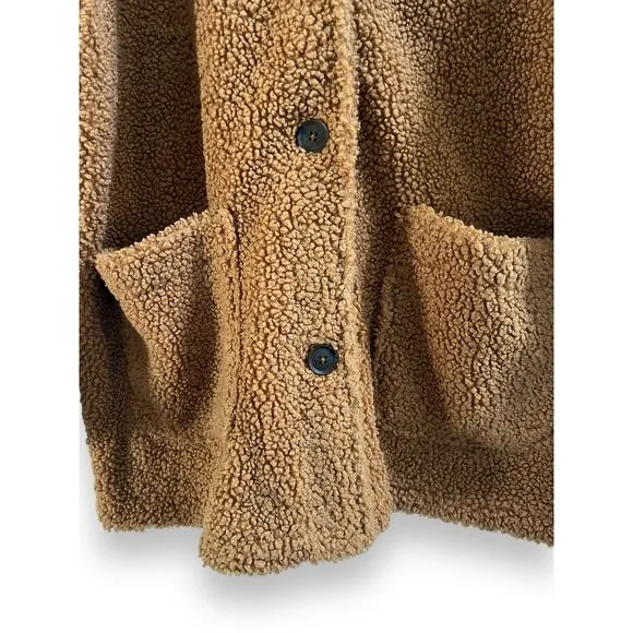 Lucky Brand NWT Brown Teddy Bear High Pile Sherpa Long Shacket Women’s sz Large