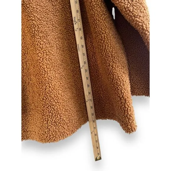 Lucky Brand NWT Brown Teddy Bear High Pile Sherpa Long Shacket Women’s sz Large