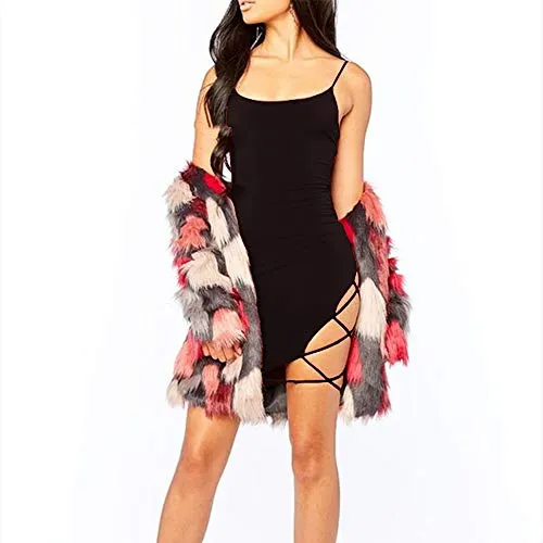 LuFeng Women Sexy Sling Slip Mini Backless Package Hip Dress Black