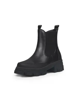 Lug Sole Leather Chelsea Bootie Black