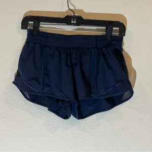 Lululemon navy blue size 8 running shorts elastic waist reflective accents