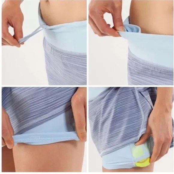 Lululemon Pace Setter skirt pleated skort shorts periwinkle pockets tennis
