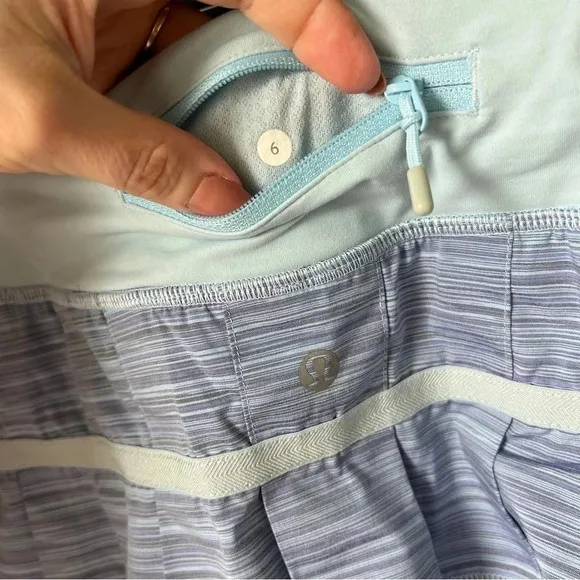 Lululemon Pace Setter skirt pleated skort shorts periwinkle pockets tennis