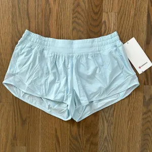 Lululemon Shorts Hotty Hot sz 10 Women’s Low Rise Lined 2.5&quot; Powder Blue Running