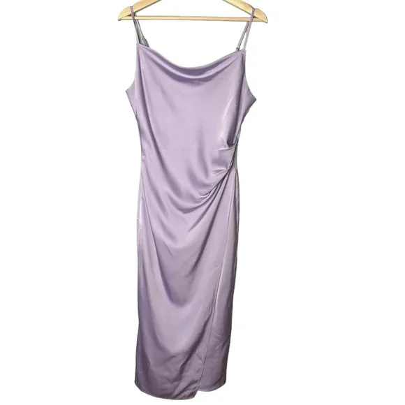 Lulu's Hollywood Woman Lilac Satin Midi Slip Dress Size S