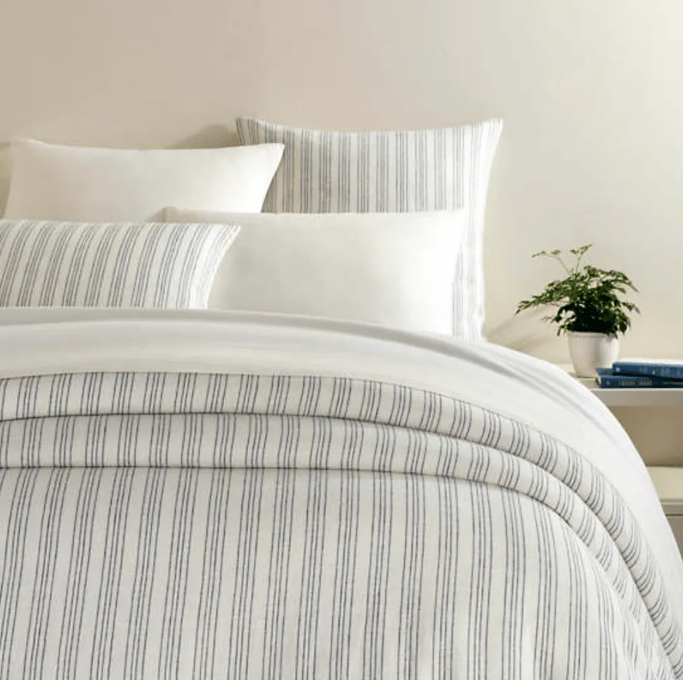 Lush Linen Duvet Cover - Slate Blue Stripe