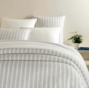 Lush Linen Duvet Cover - Slate Blue Stripe