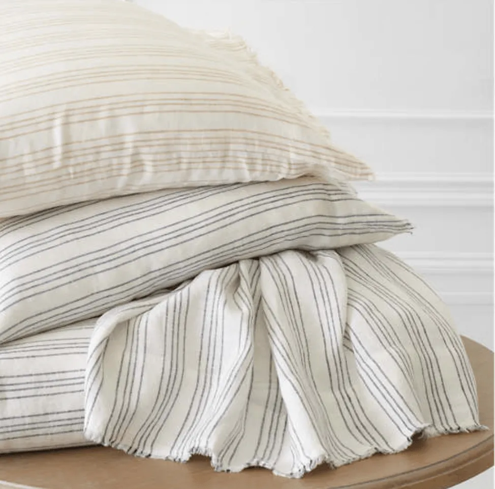Lush Linen Duvet Cover - Slate Blue Stripe