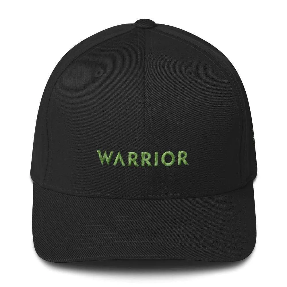 Lymphoma Awareness Twill Fitted Flexfit Hat with Warrior & Green Ribbon