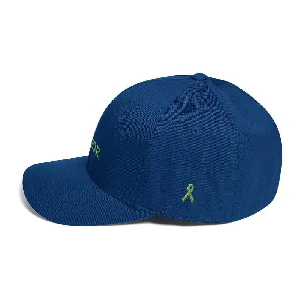 Lymphoma Awareness Twill Fitted Flexfit Hat with Warrior & Green Ribbon