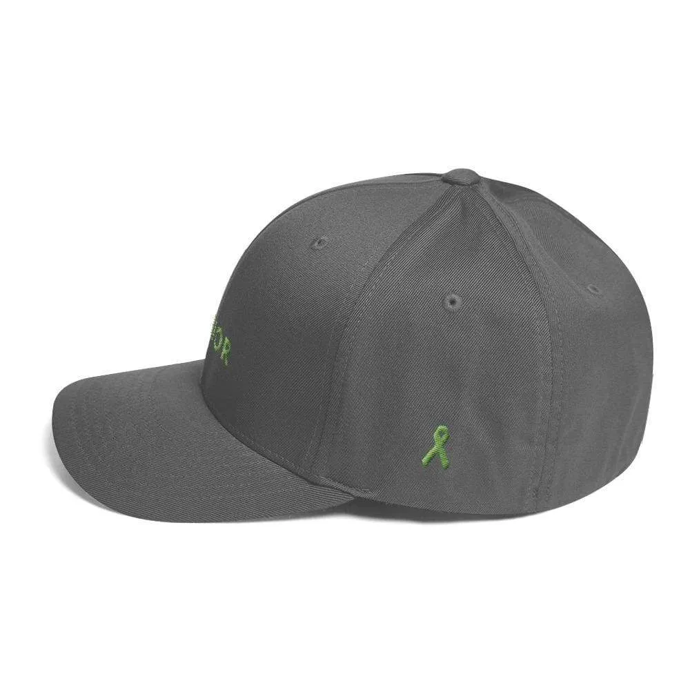 Lymphoma Awareness Twill Fitted Flexfit Hat with Warrior & Green Ribbon