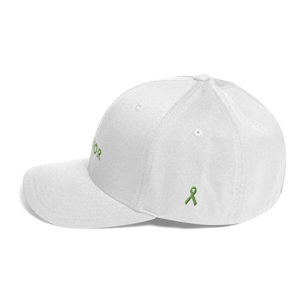 Lymphoma Awareness Twill Fitted Flexfit Hat with Warrior & Green Ribbon