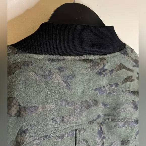 Lysse NY Green Camo Moto Jacket Faux Suede Medium EUC