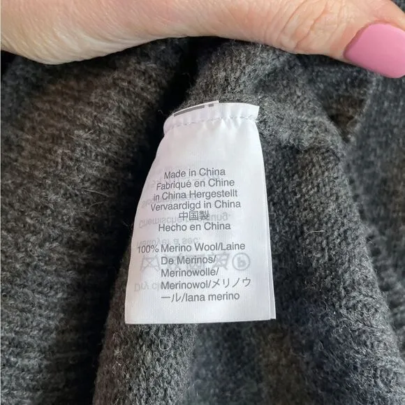 Madewell 100% Merino Wool, Charcoal Boatneck Button-Shoulder Sweater-Dress, Sz S