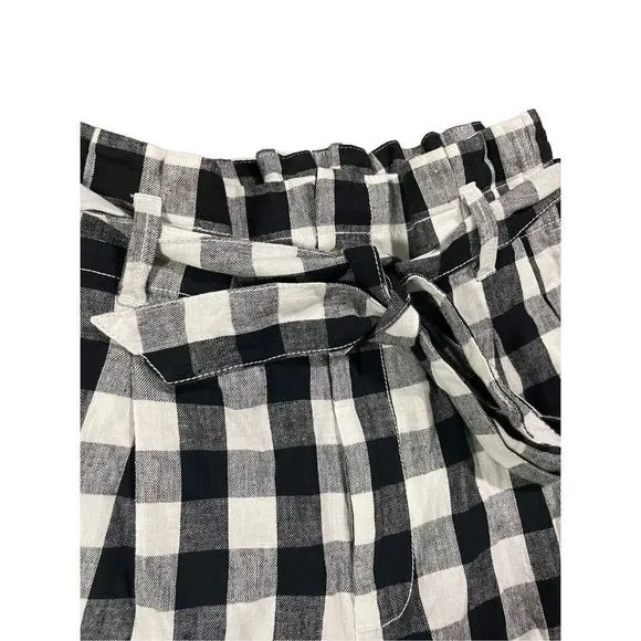 Madewell Linen-Cotton Paperbag Shorts in Gingham Check NEW size 4