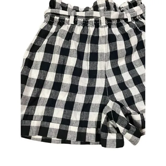 Madewell Linen-Cotton Paperbag Shorts in Gingham Check NEW size 4