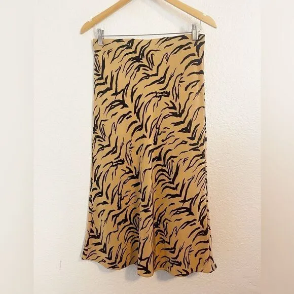Madewell Silk Midi Slip Skirt Tiger Stripe. NWT. Size 6
