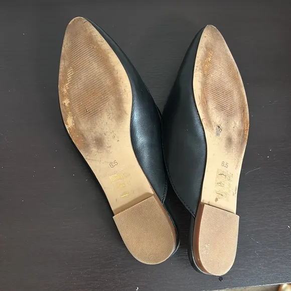 MADEWELL The Frances Skimmer Mule Leather Black Slip On Career Sz 6.5