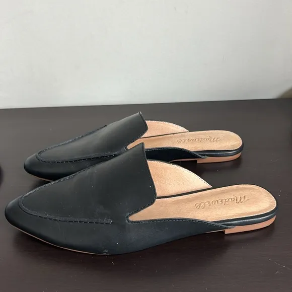 MADEWELL The Frances Skimmer Mule Leather Black Slip On Career Sz 6.5