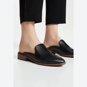 MADEWELL The Frances Skimmer Mule Leather Black Slip On Career Sz 6.5