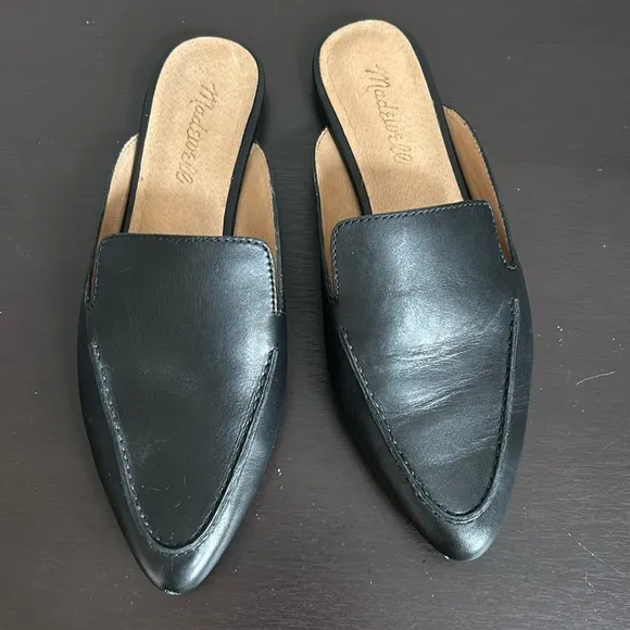 MADEWELL The Frances Skimmer Mule Leather Black Slip On Career Sz 6.5