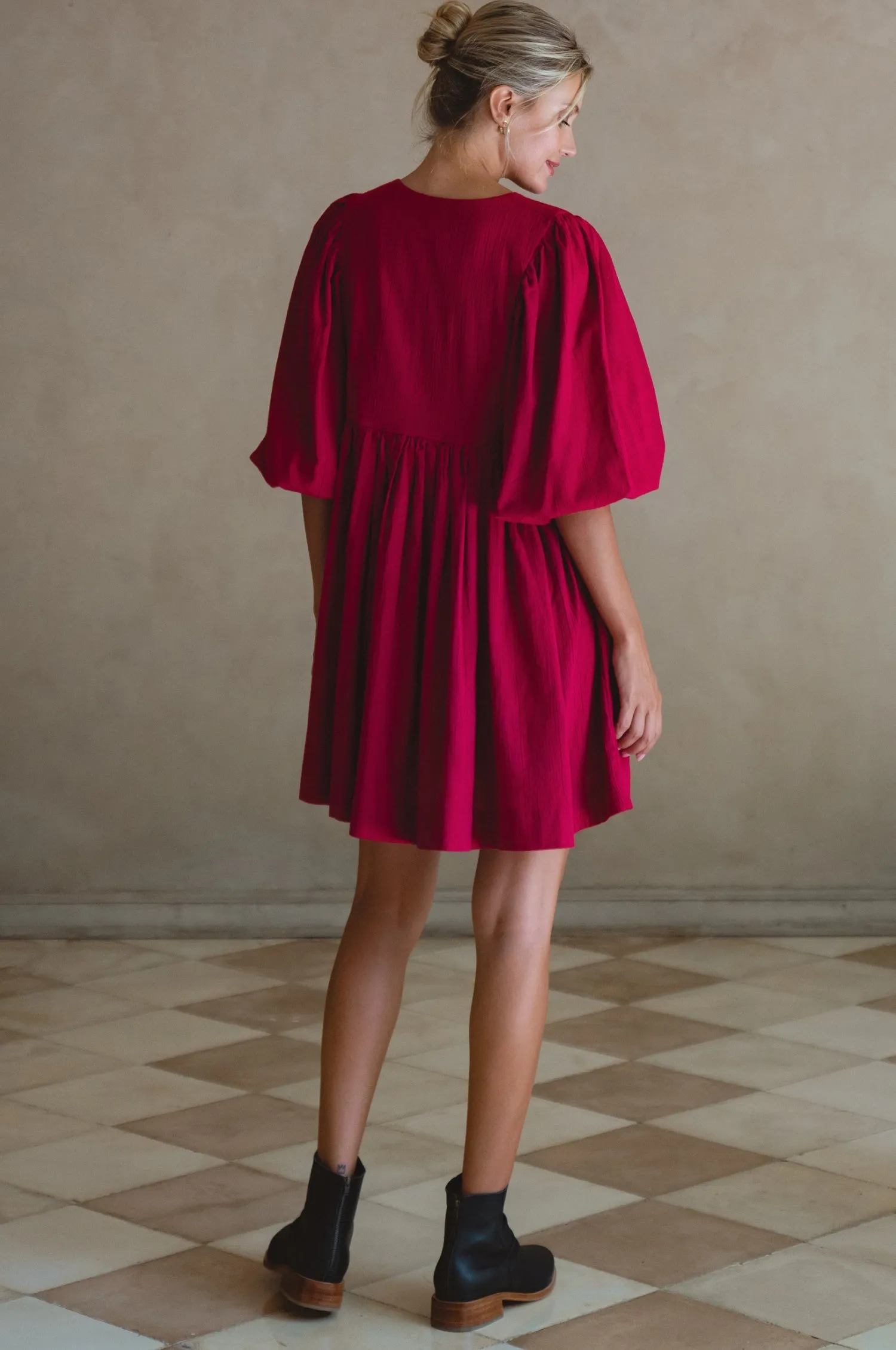 Maribelle Linen Mini Dress – Crinkle Linen Babydoll Style