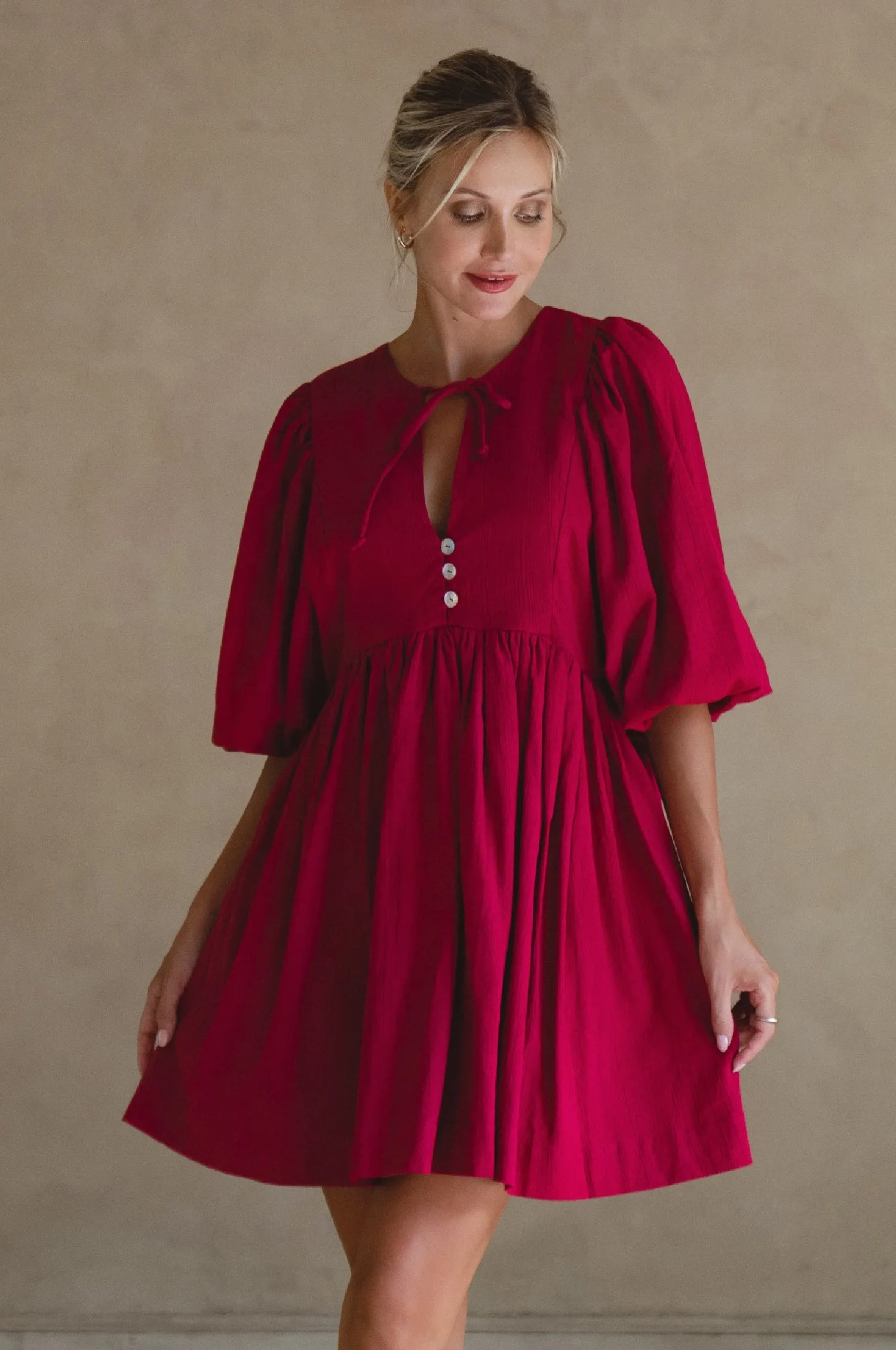 Maribelle Linen Mini Dress – Crinkle Linen Babydoll Style