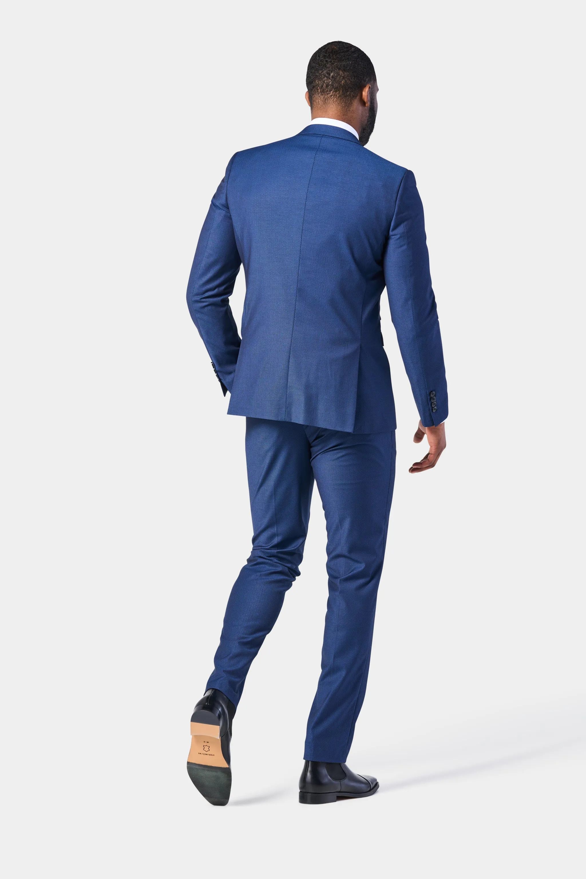 Medium Blue Diamond Texture 3 Piece Suit