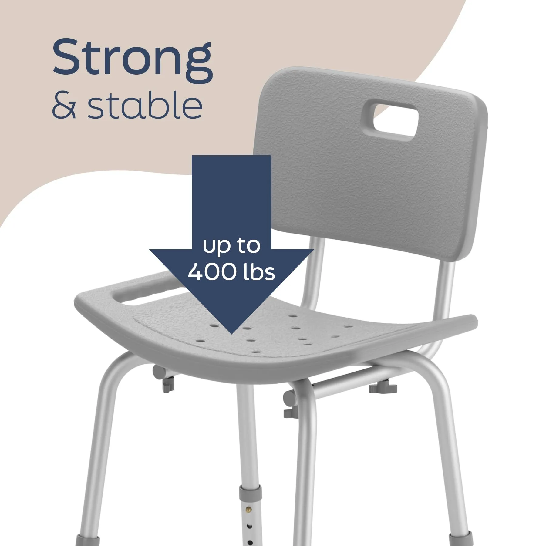 Medline Bath Chair, Bench, Seat, Stool for Disabled, Seniors & Elderly Bathroom Transfer Inside Shower/Tub/Bathtub – 400 Lbs. Capacity, Gray - open_box