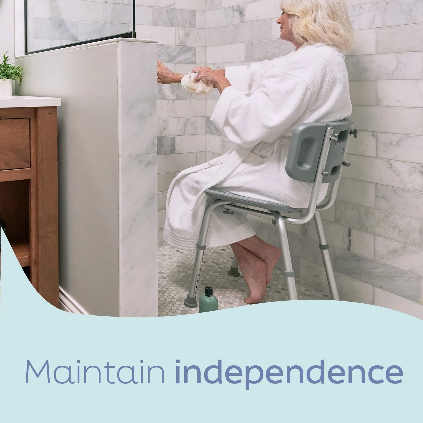 Medline Bath Chair, Bench, Seat, Stool for Disabled, Seniors & Elderly Bathroom Transfer Inside Shower/Tub/Bathtub – 400 Lbs. Capacity, Gray - open_box