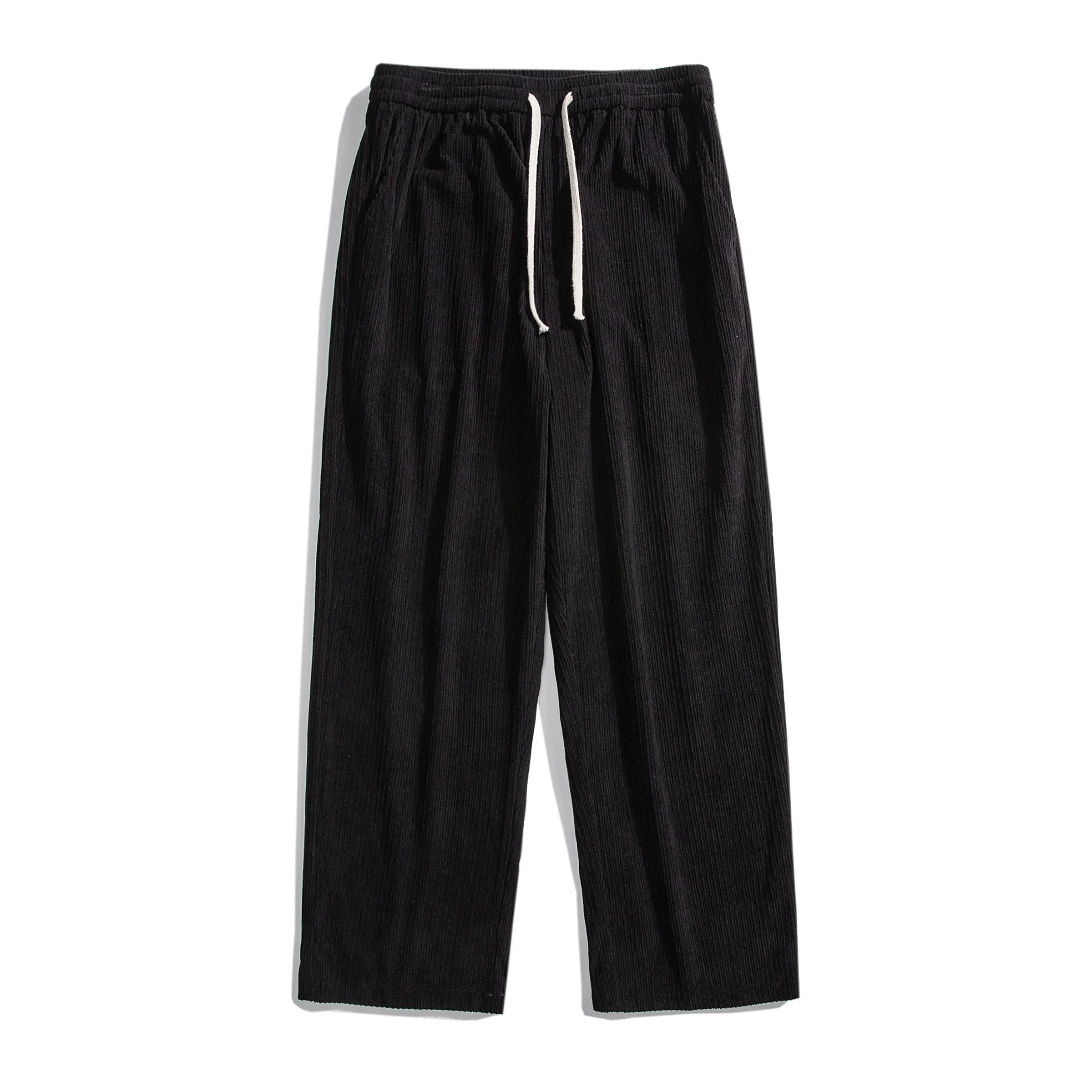 Men's Casual Corduroy Pants: Loose Straight Elastic Waist Sweatpants for Fashionable Streetwear