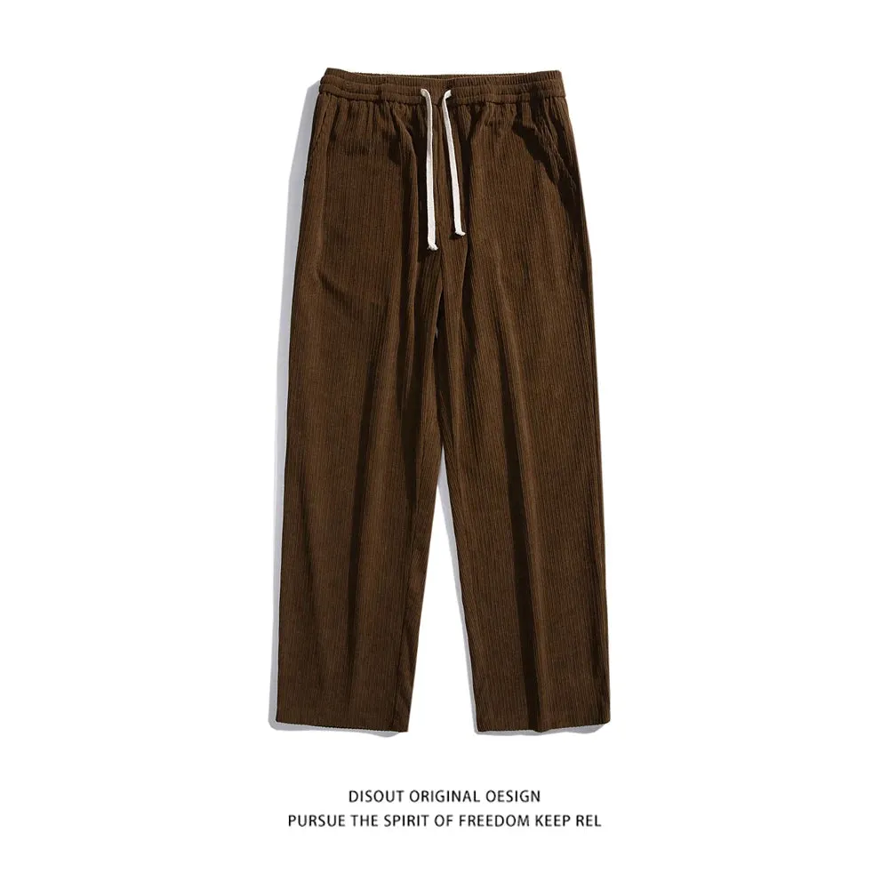 Men's Casual Corduroy Pants: Loose Straight Elastic Waist Sweatpants for Fashionable Streetwear