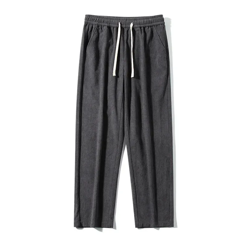 Men's Casual Corduroy Pants: Loose Straight Elastic Waist Sweatpants for Fashionable Streetwear