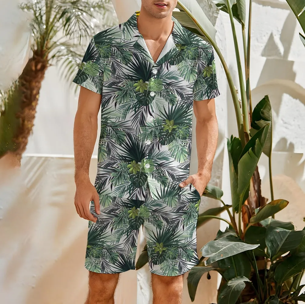 Men's Hawaiian Print Two-Piece Suit 2405002092
