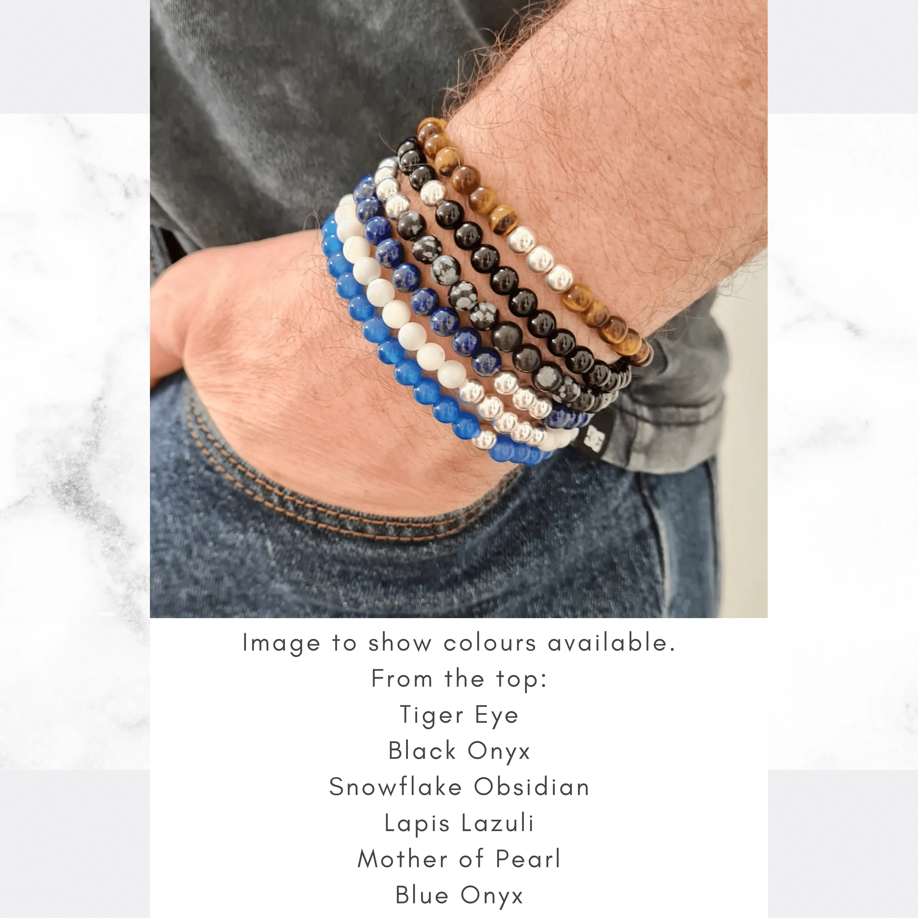 Mens Lapis Lazuli Gemstone Bracelet