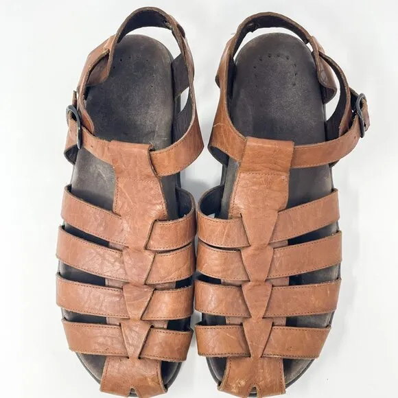 Mephisto Sam Fisherman Men's Size 12 EU 46 Desert Brown Leather Comfort Sandals