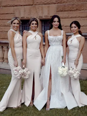 Mermaid Side Slit Simple Floor-length Long Bridesmaid Dresses Online,RBWG0051