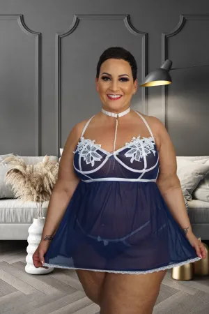 Mesh Babydoll With Pearl Choker