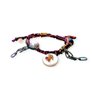 METALLIC CHERRY PEARL SILK ROCKER BRACELET