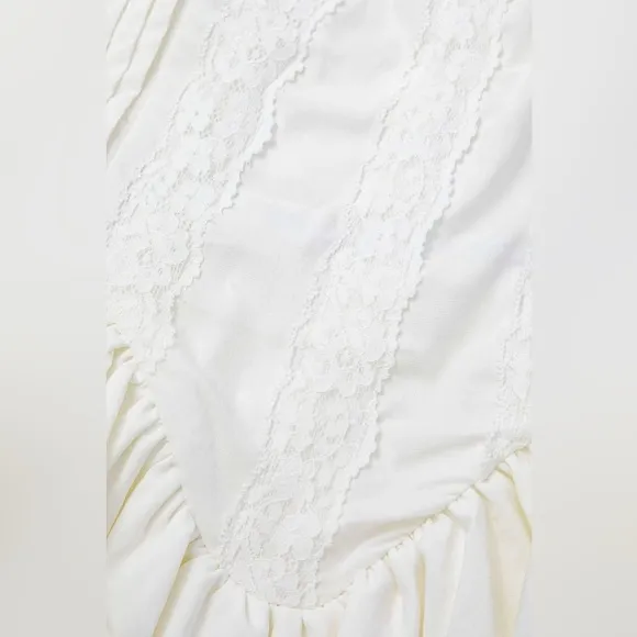Micas Lace Trimmed Corset-Tie Back Slip Mini Dress, White, Large (D12)​​