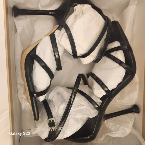 Michael Kors &quot;Imani&quot; Heeled Sandals. Black. NIB. Size 9