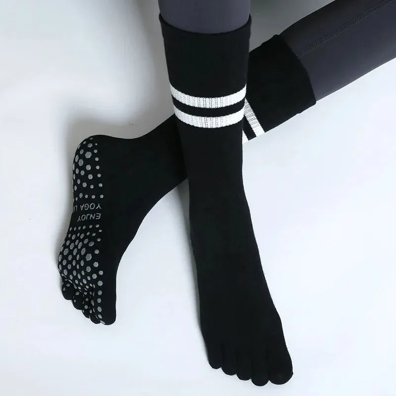 Mid-tube Yoga Socks - Non-slip Silicone Indoor Pilates Socks, Cotton Breathable Gym Floor Socks, Dance Sports Socks