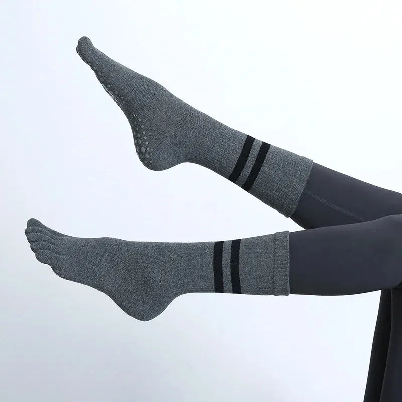 Mid-tube Yoga Socks - Non-slip Silicone Indoor Pilates Socks, Cotton Breathable Gym Floor Socks, Dance Sports Socks