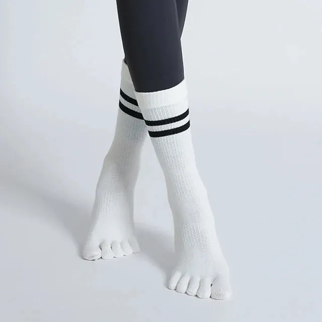 Mid-tube Yoga Socks - Non-slip Silicone Indoor Pilates Socks, Cotton Breathable Gym Floor Socks, Dance Sports Socks