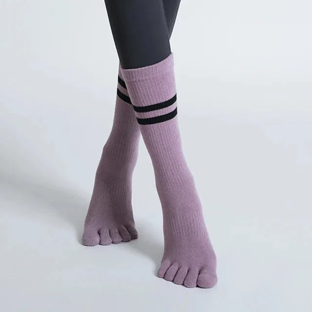 Mid-tube Yoga Socks - Non-slip Silicone Indoor Pilates Socks, Cotton Breathable Gym Floor Socks, Dance Sports Socks