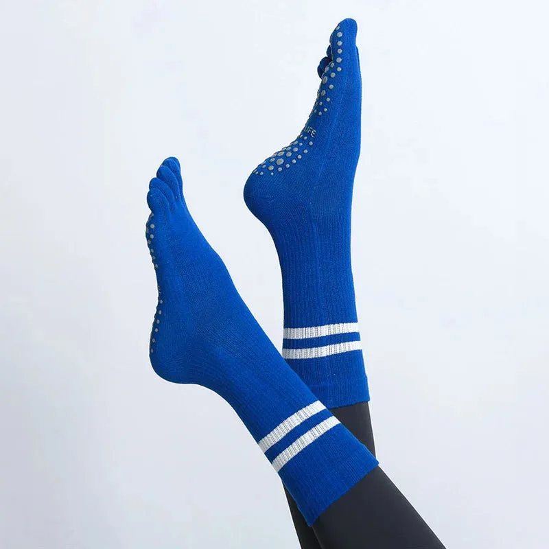 Mid-tube Yoga Socks - Non-slip Silicone Indoor Pilates Socks, Cotton Breathable Gym Floor Socks, Dance Sports Socks