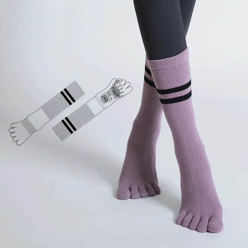 Mid-tube Yoga Socks - Non-slip Silicone Indoor Pilates Socks, Cotton Breathable Gym Floor Socks, Dance Sports Socks